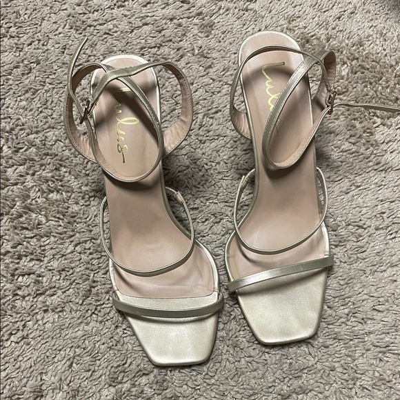 Lulu's Metallic Strappy Heels - Picture 1 of 5